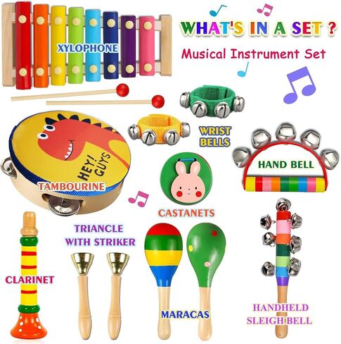 Kids Musical Instruments Set 12Pcs Wooden Toddler Music Toys in Kuwait