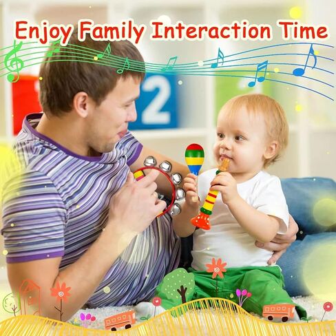 Kids Musical Instruments Set 12Pcs Wooden Toddler Music Toys in Kuwait
