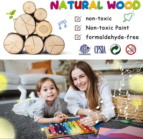Kids Musical Instruments Set 12Pcs Wooden Toddler Music Toys in Kuwait