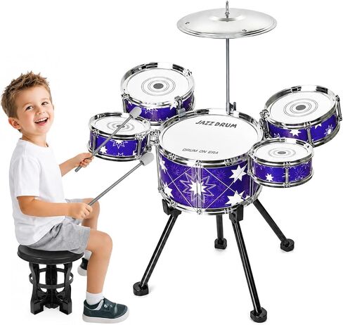Upgraded Drum Set Toy for Kids Toddler Ages 3-5 Jazz Drum Kit with 5 Drums Musical Percussion Instrument Toys for Boys Girls Gifts in Kuwait