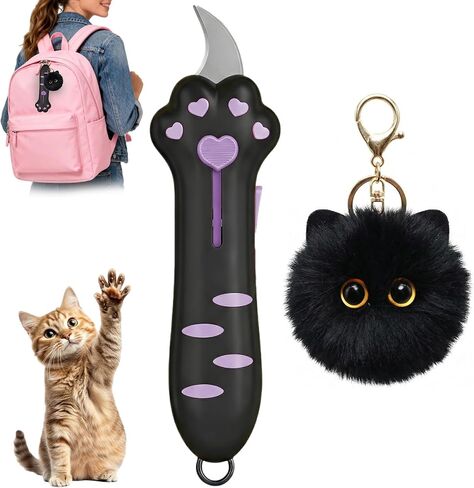 Cat Paw Box Cutter, Retractable Cat Claw Box Cutter with Plush Cat Keychain, Safe Package Opener Tool for Home and Office Use, Ergonomic Silicone Handle Design in Kuwait