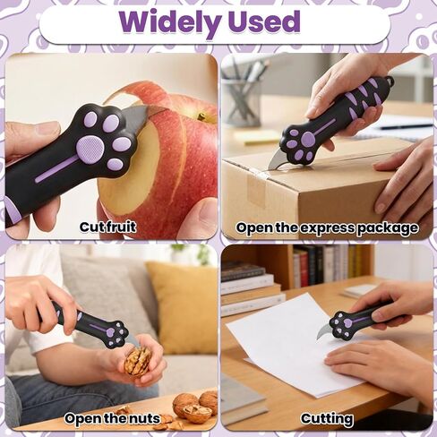 Cat Paw Box Cutter, Retractable Cat Claw Box Cutter with Plush Cat Keychain, Safe Package Opener Tool for Home and Office Use, Ergonomic Silicone Handle Design in Kuwait