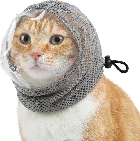 Adjustable Cat Muzzle, Soft Breathable TPU Cat Mouth Cover, Reusable Cat Grooming Muzzle for Nail Trimming, Bathing, Grooming and Vet Visit Stress Control in Kuwait