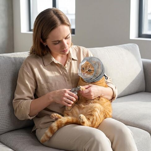Adjustable Cat Muzzle, Soft Breathable TPU Cat Mouth Cover, Reusable Cat Grooming Muzzle for Nail Trimming, Bathing, Grooming and Vet Visit Stress Control in Kuwait