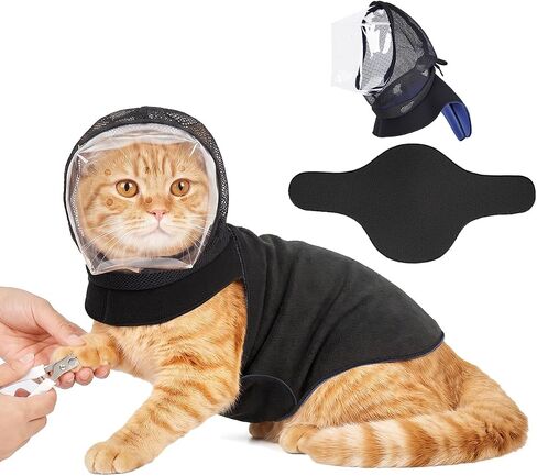 Supet Cat Muzzle with Calming Vest for Grooming, Nail Trimming & Bathing in Kuwait