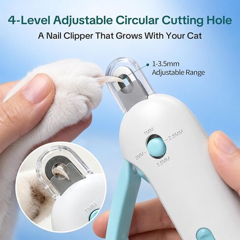 Cat Nail Clipper & Pet Trimmer: 4 Adjustable Safety Guards, Round Hole Blade, Removable Anti-Splatter Debris Catcher, Built-in Nail File, Beginner Friendly for Indoor Cats Kittens Puppies Small Pets in Saudi Arabia