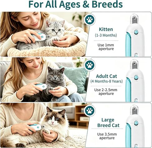 Cat Nail Clipper & Pet Trimmer: 4 Adjustable Safety Guards, Round Hole Blade, Removable Anti-Splatter Debris Catcher, Built-in Nail File, Beginner Friendly for Indoor Cats Kittens Puppies Small Pets in Saudi Arabia