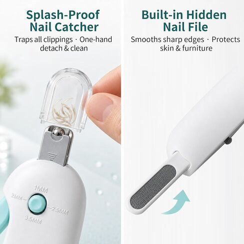 Cat Nail Clipper & Pet Trimmer: 4 Adjustable Safety Guards, Round Hole Blade, Removable Anti-Splatter Debris Catcher, Built-in Nail File, Beginner Friendly for Indoor Cats Kittens Puppies Small Pets in Saudi Arabia