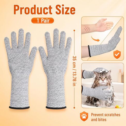 Cat Gloves Bite Proof, Pet Handling Gloves 13.8" Pet Grooming Glove in Kuwait