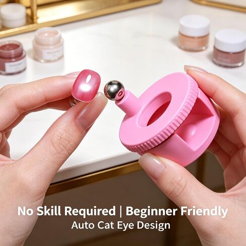 Rotating Cat Eye Magnet, Automatic Nail Magnet Tool for Cat Eye Gel Polish, 360 Degree Spinning Glass Bead Magnetic for DIY Nail Art in Kuwait