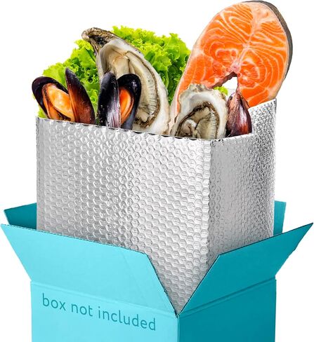 Double Layer Foil Insulated Box Liners, 11 x 8.5 x 5.5 Inches. 10 Pack Thermal Box Liners for Frozen Food. Self-Seal Insulated Shipping Containers. Leakproof Insulated Shipping Bags for Food in Kuwait