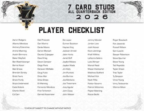 2026 WILD CARD 7-Card Studs All Quarterback Edition Trading Card Box (1 1/1 Card Per Hobby Box) in Saudi Arabia