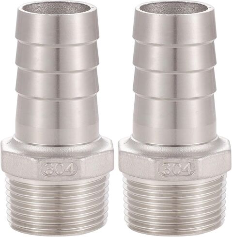 304 Stainless Steel 3/4" Hose Barb to 3/4" Male NPT Home Brew Fitting Water Fuel Air， lead-free (Pack of 2) in Kuwait