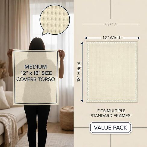 Cross Stitch Fabric Aida Cloth 14 Count Cream 12X18 Inch Cotton Even Weave in Kuwait
