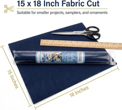 Essentials by Leisure Arts Aida Cloth, 14 Count, Navy, 15 x 18 Inch, Cross Stitch Fabric, Even Weave Cotton, for Embroidery, Needlepoint and Counted Cross Stitch Projects in Kuwait