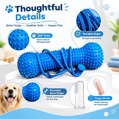 2Pc Dual-Action Canine Dental Prop，bite and Brush Dental Toy for Dogs, Teeth Cleaning Fresh Dog Tartar and Plaque Remover, Woof Tooth Hard Off, Brushing Toothbrush Tools Care Chew Toys in Kuwait