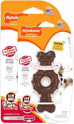 Nylabone Power Chew Ring Bone Dog Chew Toy, Flavor Medley, X-Small in Kuwait