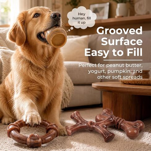 3-Pack Tough Dog Chew Toys for Aggressive Chewers, 25-65 lbs, Brown in Kuwait