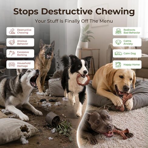 3-Pack Tough Dog Chew Toys for Aggressive Chewers, 25-65 lbs, Brown in Kuwait