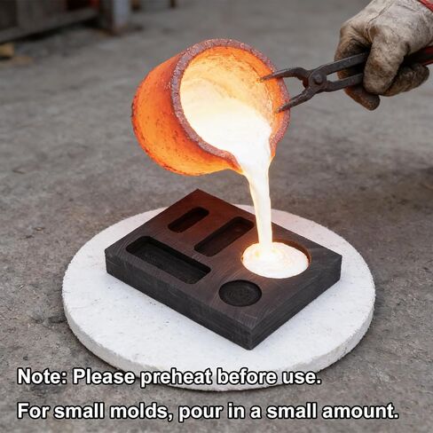 5-in-1 Graphite Ingot Mold, High Temperature Casting Mold Crucible Tool for Melting Casting Smelting Gold Silver Copper Aluminum Brass & Zinc Metal for DIY Jewelry Making Melting in Kuwait