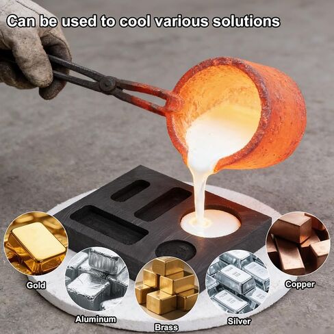 5-in-1 Graphite Ingot Mold, High Temperature Casting Mold Crucible Tool for Melting Casting Smelting Gold Silver Copper Aluminum Brass & Zinc Metal for DIY Jewelry Making Melting in Kuwait