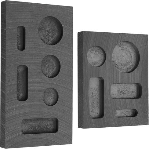 2pcs Graphite Mold Set, Mini Graphite Casting Ingot Mold for Casting Gold Silver Aluminum Copper & Brass High-Purity DIY Metal Melting & Refining Kit for Jewelry Making in Kuwait