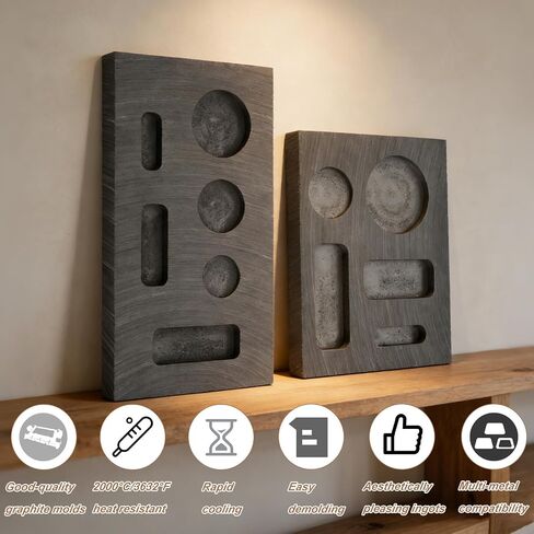 2pcs Graphite Mold Set, Mini Graphite Casting Ingot Mold for Casting Gold Silver Aluminum Copper & Brass High-Purity DIY Metal Melting & Refining Kit for Jewelry Making in Kuwait