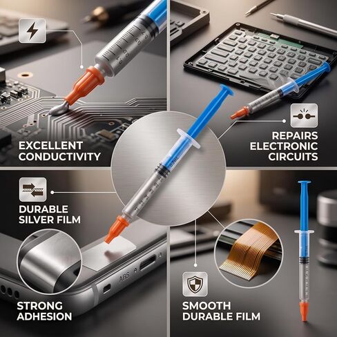 Thermal Paste Silver Conductive Glue Paste, Conductive Silver Adhesives Paint Pen for Keyboard PCB Repair (0.7ml) in Kuwait