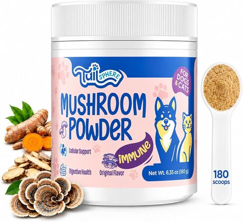 Turkey Tail Mushroom for Dogs & Cats, 14-in-1 Powder, Lumps & Bumps, 180g in Kuwait