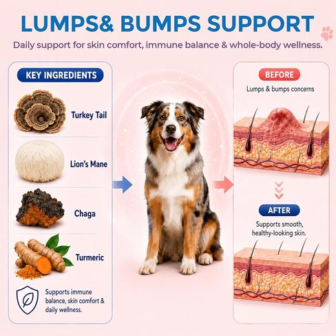 Turkey Tail Mushroom for Dogs & Cats, 14-in-1 Powder, Lumps & Bumps, 180g in Kuwait