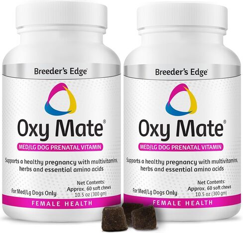 Breeder's Edge Oxy Mate Dog Prenatal Vitamins, Soft Chews, 60ct Med/Lg Dog in Kuwait