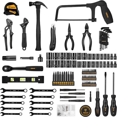 DEKOPRO 218-Piece General Household Hand Tool kit, Professional Auto Repair Tool Set for Homeowner, General Household Hand Tool Set with Plier, Screwdriver Set, Socket Set, with Portable Storage Case in Kuwait