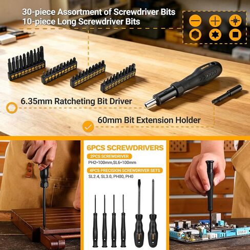DEKOPRO 218-Piece General Household Hand Tool kit, Professional Auto Repair Tool Set for Homeowner, General Household Hand Tool Set with Plier, Screwdriver Set, Socket Set, with Portable Storage Case in Kuwait