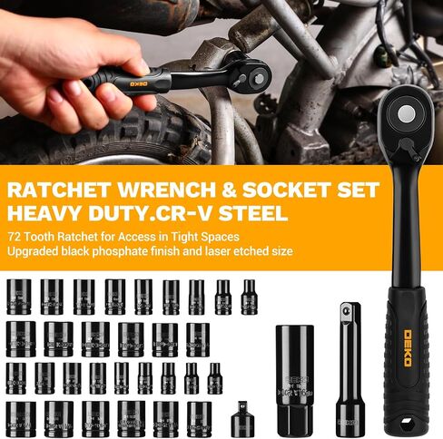 DEKOPRO 218-Piece General Household Hand Tool kit, Professional Auto Repair Tool Set for Homeowner, General Household Hand Tool Set with Plier, Screwdriver Set, Socket Set, with Portable Storage Case in Kuwait