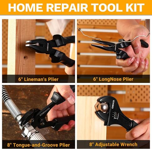 DEKOPRO 218-Piece General Household Hand Tool kit, Professional Auto Repair Tool Set for Homeowner, General Household Hand Tool Set with Plier, Screwdriver Set, Socket Set, with Portable Storage Case in Kuwait