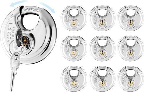 SEDORTI 20-Pack Disc Padlocks Keyed Alike, 2-3/4 inch Wide, Stainless Steel 304 Round Lock, Waterproof and Rustproof Storage Lock with Brass Keys, Ideal for Storage Unit Gate, Outdoor, Shed, Fence in Kuwait