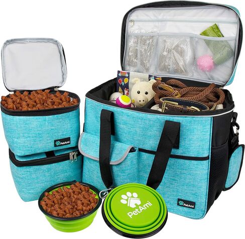 PetAmi Dog Travel Bag Organizer, Pet Supplies Diaper Tote, Navy Blue Large in Kuwait