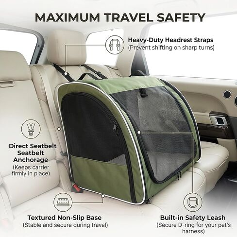 Dog Car Seat for Backseat, Enclosed Travel Carrier for Medium Dogs in Kuwait