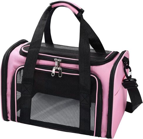 Cat,Dog Carrier for Small Medium Pet Carrier,Soft Sided Dog Bag Up to 12Lbs Puppy Carrier,Breathable Portable Foldable Airline Approved Pet Carriers for Travel (Pink) in Kuwait