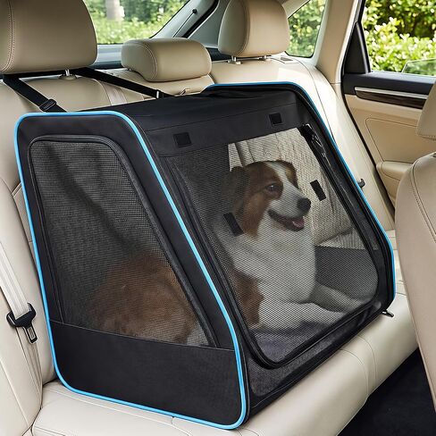 Dog Car Seat, Enclosed Carrier for Pets Travel Safety Dog Crate Soft-Sided Covered Car Kennel Carrier in Kuwait
