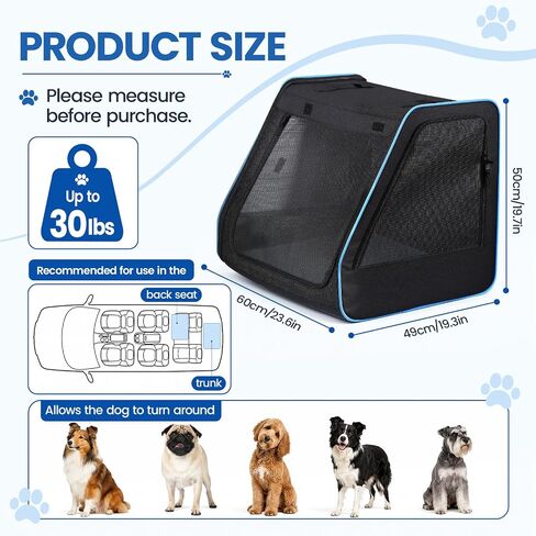 Dog Car Seat, Enclosed Carrier for Pets Travel Safety Dog Crate Soft-Sided Covered Car Kennel Carrier in Kuwait
