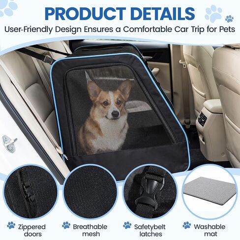 Dog Car Seat, Enclosed Carrier for Pets Travel Safety Dog Crate Soft-Sided Covered Car Kennel Carrier in Kuwait