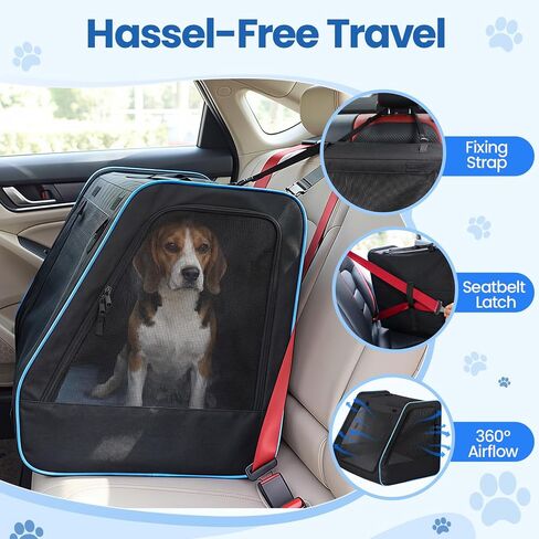 Dog Car Seat, Enclosed Carrier for Pets Travel Safety Dog Crate Soft-Sided Covered Car Kennel Carrier in Kuwait