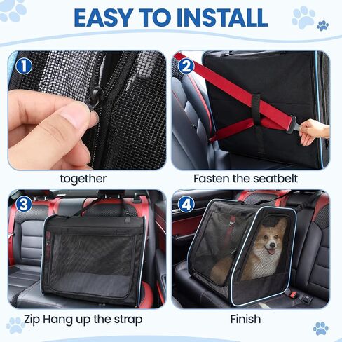 Dog Car Seat, Enclosed Carrier for Pets Travel Safety Dog Crate Soft-Sided Covered Car Kennel Carrier in Kuwait