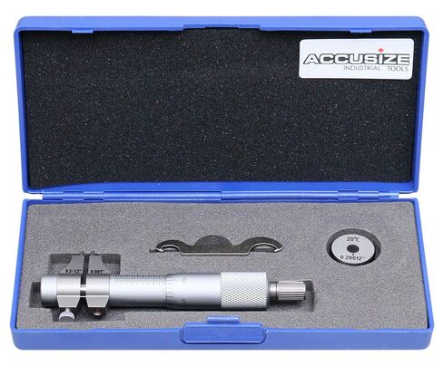 Accusize Industrial Tools 3-4'' by 0.001'' Inside Micrometer in Fitted Case, Satin Chrome Finished, Eg00-3224 | Range: 3-4", Graduation: 0.001", Accuracy: 0.00028", Resolution: 0.0001", Satin Chrome Finish in Kuwait