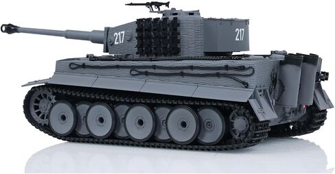 US in Stock, Taigen 1/24 RC Battle Tank Tiger I RC Military Tanks Model Mid-Term Infrared Combat Chassis Recoil LED Flash Gray for Hobby in Kuwait