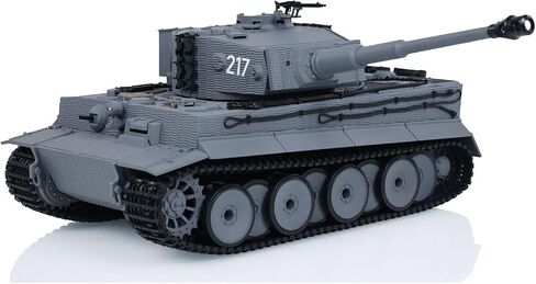 US in Stock, Taigen 1/24 RC Battle Tank Tiger I RC Military Tanks Model Mid-Term Infrared Combat Chassis Recoil LED Flash Gray for Hobby in Kuwait