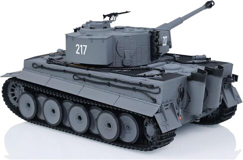 US in Stock, Taigen 1/24 RC Battle Tank Tiger I RC Military Tanks Model Mid-Term Infrared Combat Chassis Recoil LED Flash Gray for Hobby in Kuwait