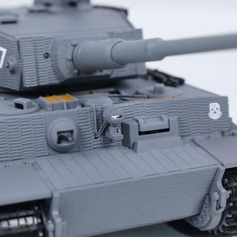 US in Stock, Taigen 1/24 RC Battle Tank Tiger I RC Military Tanks Model Mid-Term Infrared Combat Chassis Recoil LED Flash Gray for Hobby in Kuwait