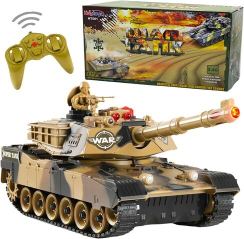 Haktoys 2-Pack RC Battle Tank Set – 1:24 Scale Remote Control Military Fighting Tanks with Lights, Realistic Sounds & Life Indicators | Radio Control Army Toy for Kids & Adults in Kuwait